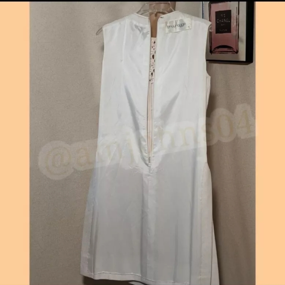 BH Wragge Vtg Midi Shift Rope Fringe Macrame Beaded Off White Midi Dress - Picture 11 of 15